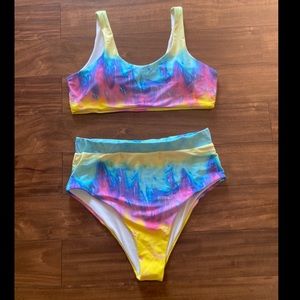 Shein high waisted tie dye bikini